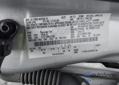 2012 Ford Focus Se из США, поврежденный, VIN 1FAHP3F29CL404674